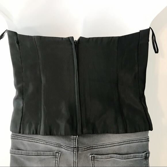 Vintage Y2K Jessica McClintock Gunne Sax Black Satin Rhinestone Corset Bustier - Picture 5 of 13